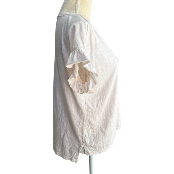 Anthropologie Pilcro Women’s Ruffle Short Sleeve V-Neck Top Sz XS Cream Oversize - Picture 15 of 15